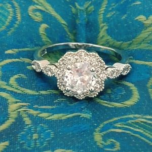 925 sterling silver and white zircon ring